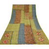 Sanskriti Vintage Sarees Green Pure Crepe Silk Printed Sari Soft Craft Sustainable Fabric