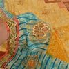 Sanskriti Vintage Sarees Hand Beaded Pure Crepe Silk Printed Sari Craft Sustainable Fabric