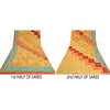 Sanskriti Vintage Sarees Hand Beaded Pure Crepe Silk Printed Sari Craft Sustainable Fabric