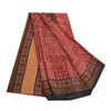 Санскритские винтажные сари индийское темно-красное чистое креповое шелковое сари с принтом ремесло устойчивая ткань