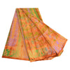 Sanskriti Vintage Sarees Orange Tie-Dye Pure Crepe Silk Print Sari Craft Sustainable Fabric