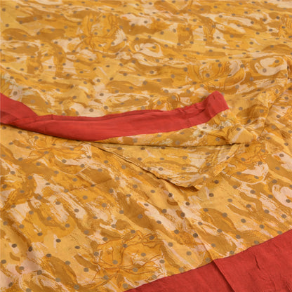 Sanskriti Vintage Sarees Shades of Green Pure Crepe Silk Printed Sari 5yd Sustainable Fabric