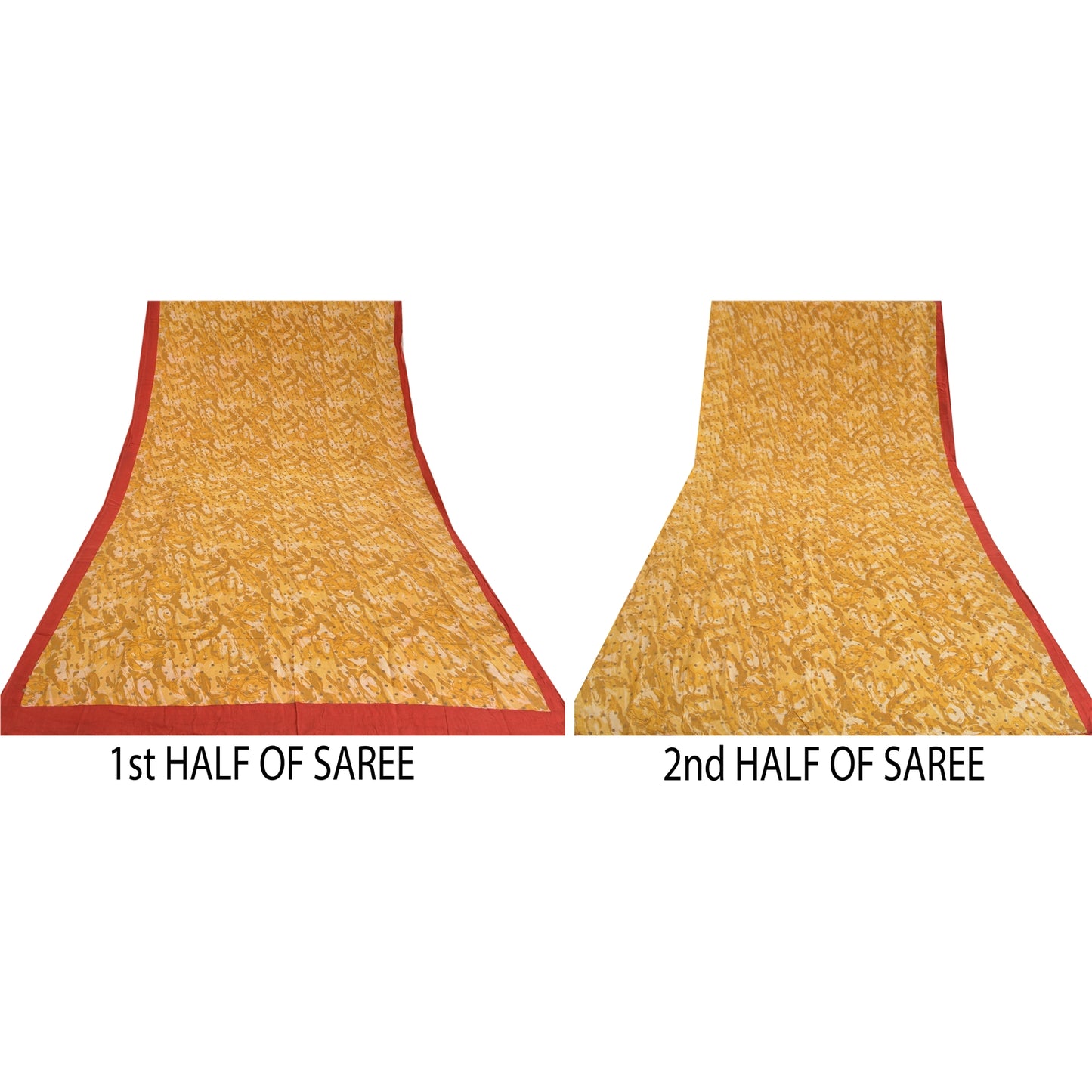 Sanskriti Vintage Sarees Shades of Green Pure Crepe Silk Printed Sari 5yd Sustainable Fabric