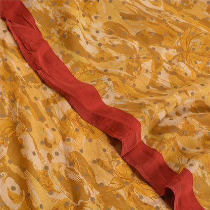 Sanskriti Vintage Sarees Shades of Green Pure Crepe Silk Printed Sari 5yd Sustainable Fabric