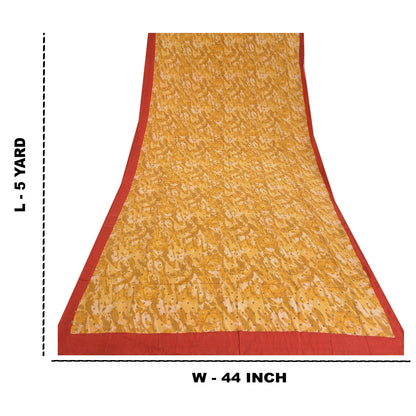 Sanskriti Vintage Sarees Shades of Green Pure Crepe Silk Printed Sari 5yd Sustainable Fabric