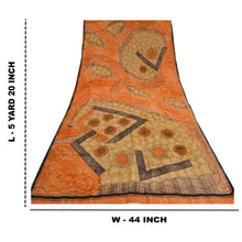 Load image into Gallery viewer, Sanskriti Vintage Sarees Peach 100% Pure Crepe Silk Printed Sari Craft Fabric
