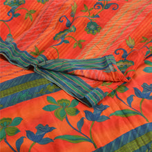 Load image into Gallery viewer, Sanskriti Vintage Sarees Red-Orange Pure Crepe Silk Printed Sari Craft Fabric
