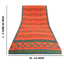 Load image into Gallery viewer, Sanskriti Vintage Sarees Red-Orange Pure Crepe Silk Printed Sari Craft Fabric
