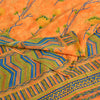 Sanskriti Vintage Sarees Orange Indian Pure Crepe Silk Printed Sari Craft Sustainable Fabric