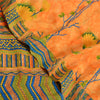 Sanskriti Vintage Sarees Orange Indian Pure Crepe Silk Printed Sari Craft Sustainable Fabric