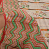 Sanskriti Vintage Sarees Ivory 100% Pure Crepe Silk Printed Sari Craft Sustainable Fabric