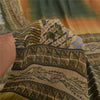 Sanskriti Vintage Sarees Green Indian Pure Crepe Silk Printed Sari Craft Sustainable Fabric
