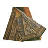 Sanskriti Vintage Sarees Green Indian Pure Crepe Silk Printed Sari Craft Sustainable Fabric