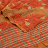 Sanskriti Vintage Sarees Indian Orange Pure Crepe Silk Printed Sari Craft Sustainable Fabric