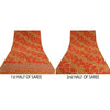 Sanskriti Vintage Sarees Indian Orange Pure Crepe Silk Printed Sari Craft Sustainable Fabric