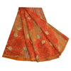 Sanskriti Vintage Sarees Indian Orange Pure Crepe Silk Printed Sari Craft Sustainable Fabric