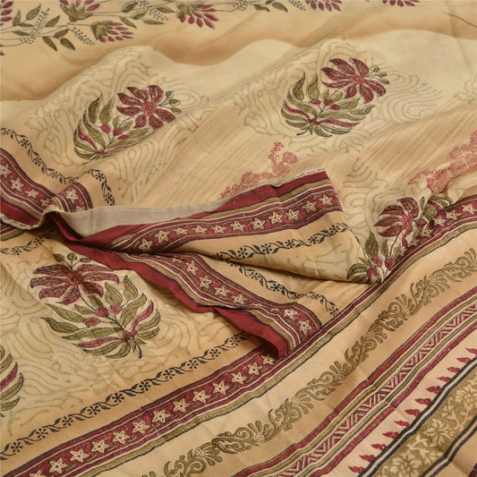 Sanskriti Vintage Sarees Hand Block Printed Pure Crepe Silk Sari Craft Sustainable Fabric