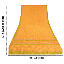 Load image into Gallery viewer, Sanskriti Vintage Sarees Saffron 100% Pure Crepe Silk Printed Sari Craft Fabric
