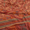 Sanskriti Vintage Sarees Orange Indian Printed Pure Crepe Silk Sari Craft Sustainable Fabric