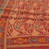 Sanskriti Vintage Sarees Orange Indian Printed Pure Crepe Silk Sari Craft Sustainable Fabric
