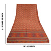 Sanskriti Vintage Sarees Orange Indian Printed Pure Crepe Silk Sari Craft Sustainable Fabric