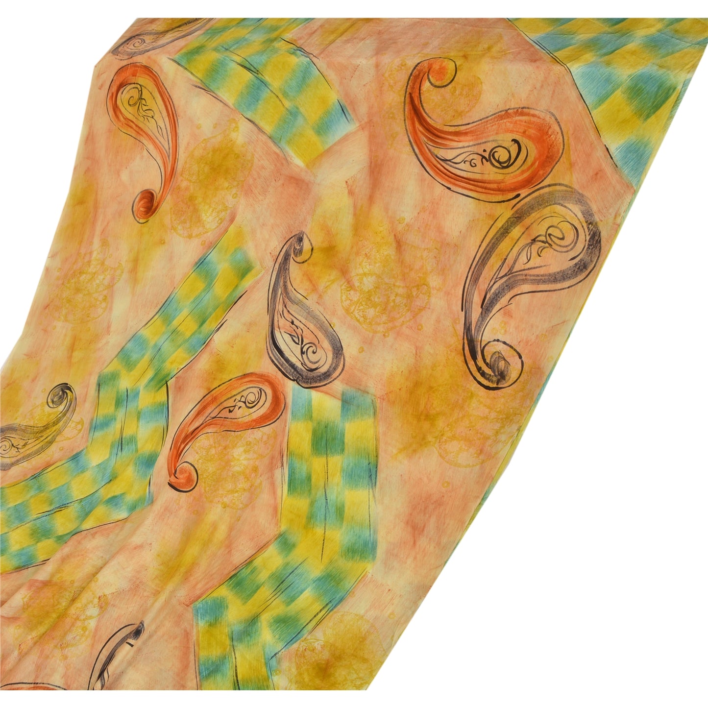 Sanskriti Vintage Sarees Grøn Ren Crepe Silke Trykt Sari Blødt Håndværk Bæredygtigt Stof