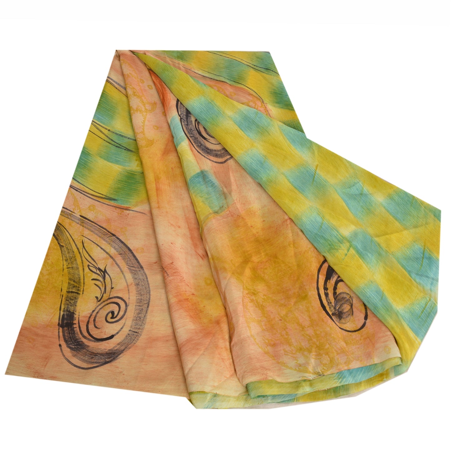 Sanskriti Vintage Sarees Grøn Ren Crepe Silke Trykt Sari Blødt Håndværk Bæredygtigt Stof