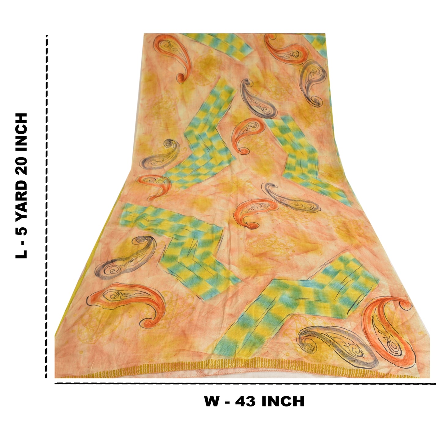 Sanskriti Vintage Sarees Grøn Ren Crepe Silke Trykt Sari Blødt Håndværk Bæredygtigt Stof