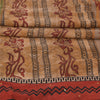 Sanskriti Vintage Sarees Multi Hand Bead Print Pure Crepe Silk Sari Craft Sustainable Fabric