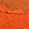 Sanskriti Vintage Sarees Orange Pure Crepe Silk Printed Sari Floral Craft Sustainable Fabric