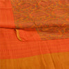 Sanskriti Vintage Sarees Orange Pure Crepe Silk Printed Sari Floral Craft Sustainable Fabric
