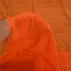Sanskriti Vintage Sarees Orange Pure Crepe Silk Printed Sari Floral Craft Sustainable Fabric