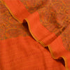 Sanskriti Vintage Sarees Orange Pure Crepe Silk Printed Sari Floral Craft Sustainable Fabric