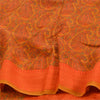 Sanskriti Vintage Sarees Orange Pure Crepe Silk Printed Sari Floral Craft Sustainable Fabric