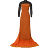 Sanskriti Vintage Sarees Orange Pure Crepe Silk Printed Sari Floral Craft Sustainable Fabric