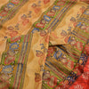 Sanskriti Vintage Sarees Rød &amp; Beige Håndperlede Sari Ren Crepe Silke Print Bæredygtigt Stof