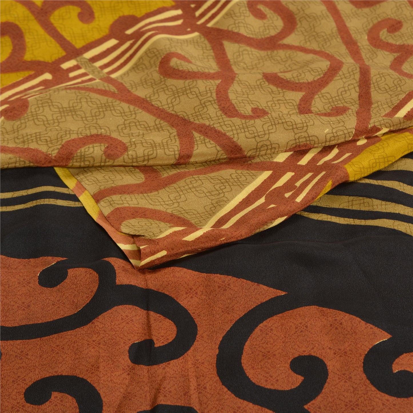 Sanskriti Vintage Sarees Indian Green Pure Crepe Silk Printed Sari Craft Sustainable Fabric