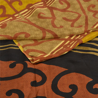 Sanskriti Vintage Sarees Indian Green Pure Crepe Silk Printed Sari Craft Sustainable Fabric