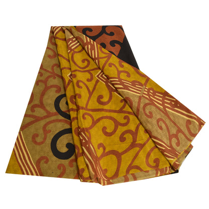 Sanskriti Vintage Sarees Indian Green Pure Crepe Silk Printed Sari Craft Sustainable Fabric