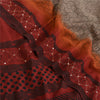 Sanskriti Vintage Sarees Hand Beaded Kantha Pure Crepe Silk Printed Sari Sustainable Fabric