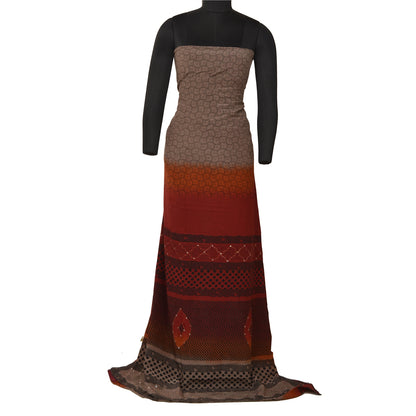 Sanskriti Vintage Sarees Hand Beaded Kantha Pure Crepe Silk Printed Sari Sustainable Fabric