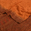 Sanskriti Vintage Sarees Saffron/Orange Pure Crepe Silk Print Sari Craft Sustainable Fabric