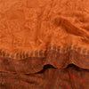 Sanskriti Vintage Sarees Saffron/Orange Pure Crepe Silk Print Sari Craft Sustainable Fabric
