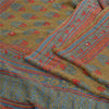 Sanskriti Vintage Sarees Green Hand Beaded Pure Crepe Silk Sari 5yd Craft Sustainable Fabric