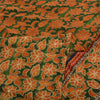 Sanskriti Vintage Sarees Green/Orange Hand Beaded Pure Crepe Sari Craft Sustainable Fabric