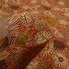 Sanskriti Vintage Sarees Indian Brown Pure Crepe Silk Printed Sari Craft Sustainable Fabric