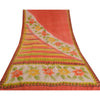 Sanskriti Vintage Sarees Orange 100% Ren Crepe Silke Trykt Sari Håndværk Bæredygtigt Stoff
