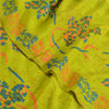Sanskriti Vintage Sarees Indian Green Pure Crepe Silk Printed Sari Craft Sustainable Fabric
