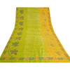 Sanskriti Vintage Sarees Indian Green Pure Crepe Silk Printed Sari Craft Sustainable Fabric