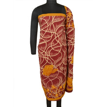 Load image into Gallery viewer, Sanskriti Vintage Sarees Dark Red Embroiderd Printed Pure Crepe Silk Sari Fabric
